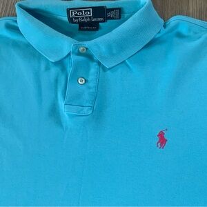 Polo Ralph Lauren Polo Shirt Men’s XL Turquoise Pink Small Pony Short Sleeve